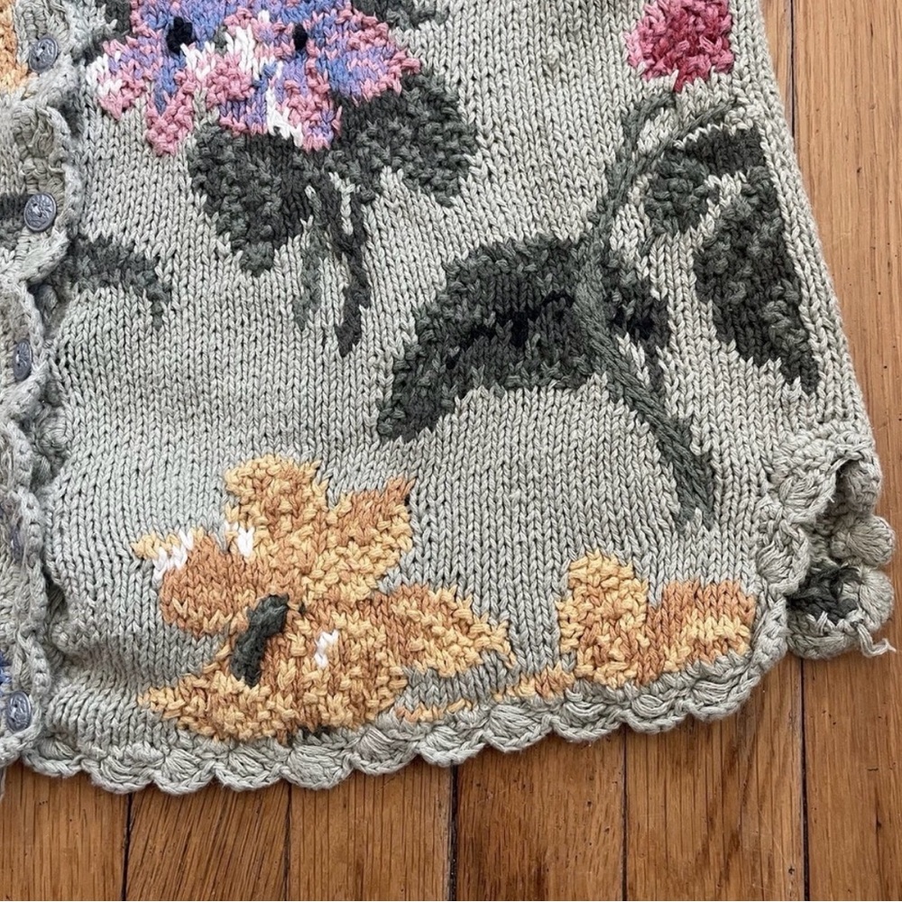 VTG Portraits by Northern Isles Hand Knit Floral Sweater Vest Medium Cottagcore - Picture 6 of 11